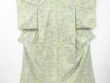 7373882: JAPANESE KIMONO / SILK / OSHIMA TSUMUGI / WOVEN ABSTRACT TREES PATTERN