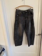 Women's - Size 10 - Grey / Black - Denim Barrel Jeans - New Without Tags