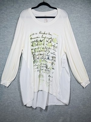 Melissa McCarthy Seven7 Graphic Top Plus Size 1X Relaxed Flowy Art to Wear NWT