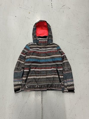 Roxy Jacket Coat Dry Flight 10K Girls 12 Large Hooded Snowboard Ski Geometric