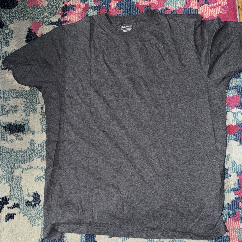 L.L.Bean T-Shirt Mens XL Tall Carefree Unshrinkable Pocket Grey Modern Casual