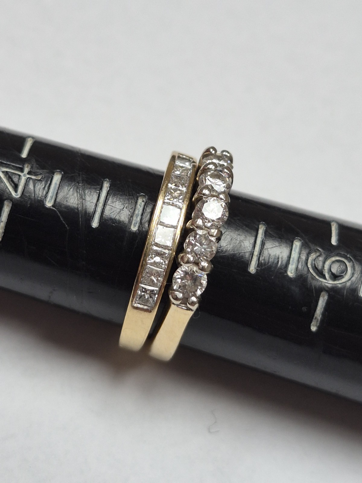 Two Piece 14kt Solid Yellow Gold Ring Diamond Rin… - image 7