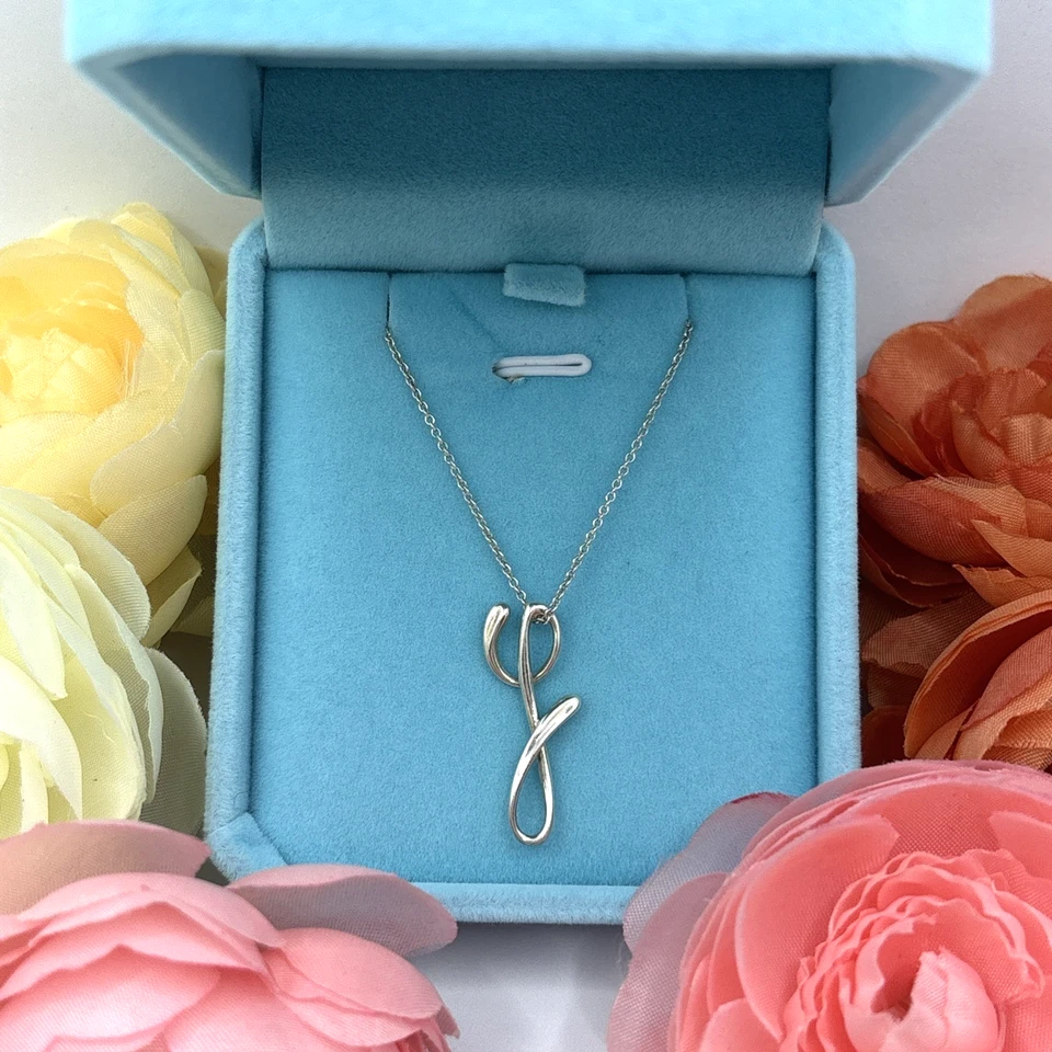 Tiffany & Co.Elsa Peretti Letter Script Alphabet Y Initial Pendant Necklace RERA - Image 2 of 4