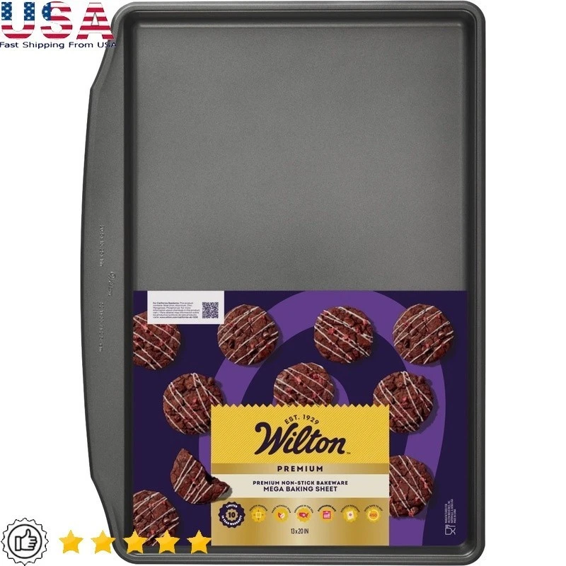 Non-Stick Cookie Sheet Baking Pan Large Tray Steel Oven Safe Easy Release New