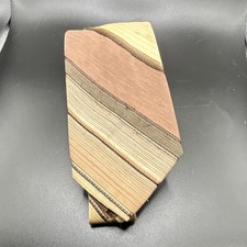 Wemlon by Wembley Men's Woven Striped Tie Brown Beige Green Pattern