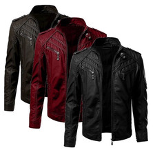 Herren Schwarz Hochwertig Lederjacke Motorrad...