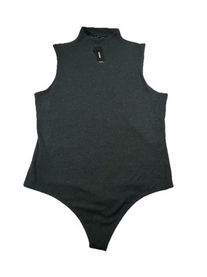Express Body Contour Bodysuit Women s XL Black Sleeveless Mock Neck Stretch NWT