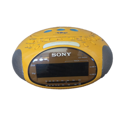 Sony Psyc Yellow Dream Machine AM/FM CD Clock Radio ICF-CD831 Used