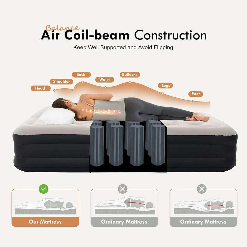 Sofá cama portátil con colchón de aire doble con diseño impermeable y respaldo ajustable Foto 4 de 4