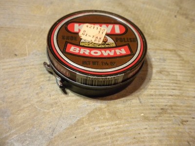 EMPTY Vintage KIWI Brown 1-1/8OZ Shoe Polish Tin / 03160010113