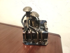 Couple on Bench Romantic Railroad Spike Sculpture Roland Metal Art