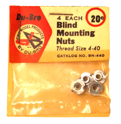 Du-Bro (4) Each Blind Mounting Nuts BN-440 Thread Size 4-40 For R/C Models New