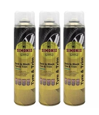 Simoniz Back to Black Tyre and Trim Shine Bumper Spray Formula Pack 3 x 600ml