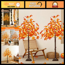 2 Pack 4FT Lighted Maple Trees - 100 LED Artificial Fall Decor for Home  Garden