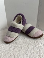 Women's Lands End Sherpa Fur Lined Moccasin Slippers Purple Pink Puff 10 New
