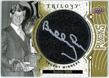 Bobby Orr 2019-20 Upper Deck Trilogy Trophy Winners Puck Signature Auto Card