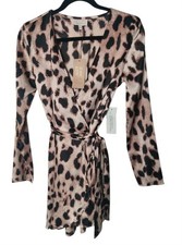 DANCING LEOPARD Marley Mini Wrap Dress Size UK 10 Animal Print New Blush