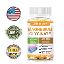 Magnesium Glycinate 400mg - 120 Capsules For Sleep, Stress Relief Support Bone