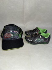 Kids Monster Jam Grave Digger Hat Light Up Shoes Boys Size 11
