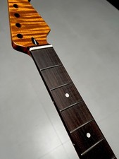 AAAA Rosewood 22fret Roasted Flame Maple Electric Guitar Neck White dot inlay