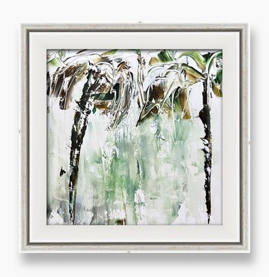Australia Palm Abstract Wall Art   Modern Green Impasto Painting for Home Office