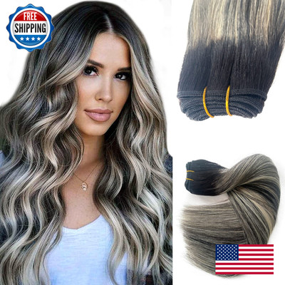 Ubetta Sew In Hair Extensions Real Human Hair 22 Inch 120G Weft Bundles Ombre