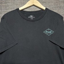 O'Neill Shirt Men's Large Black Blue Short Sleeve Back Logo Surf Beach