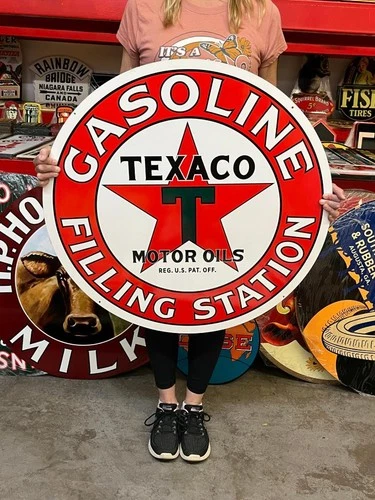 Vintage Style Metal Sign 2 Sided Texaco Station NOT Porcelain 32x32 Made USA