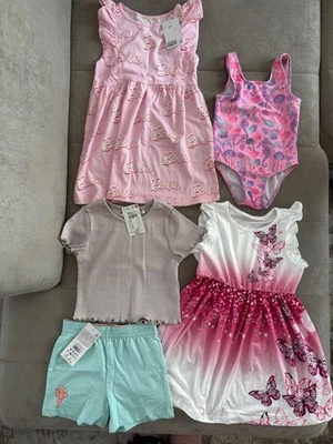 Damen Madchen Blumen Sommer Kleid Oberteil Paket Gr. 98-104 shorts dress swim - Bild 1 von 4