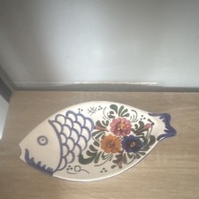 Vintage Spanish Hand-Painted Ceramic Fish Platter / Dish
