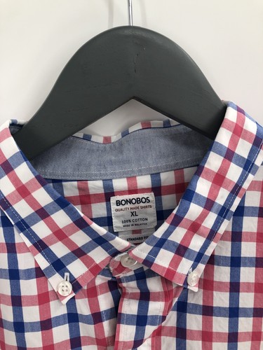 Bonobos Button Up Shirt Adult Extra Large Red Blue Long Sleeve Casual Mens - Picture 4 of 10