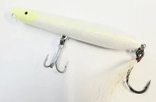 Canal Tackle Bullet Lure Beach Surf Pencil Popper 6" 2.5oz Ghost White (Bucktail