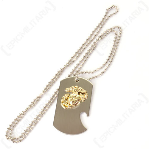 US Marines Dog Tag Neck Chain Style Bottle Opener - Silver - 第 1/2 張圖片