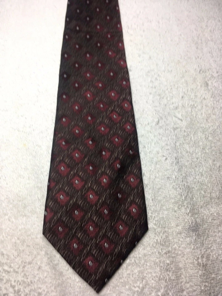 CORBATA HOMBRE GEOFFREY BEENE 4 X 61 MARRÓN CON BORGOÑA Y BLANCO Foto 2 de 4