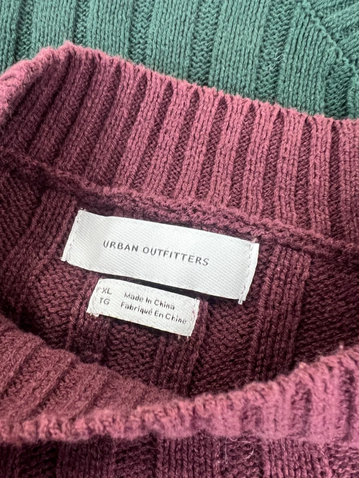 URBAN OUTFITTERS Lote De 2 Cuello Alto Acanalado Para Hombres XL Suéter Algodón Acrílico Foto 2 de 4