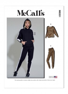 McCalls Schnittmuster 8351 Tops, Pullover, Hoodies, Hosen Y (XS-S-M)