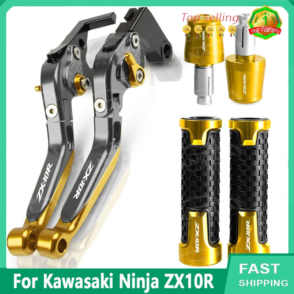 New For Kawasaki Ninja ZX10R CNC Motorcycle Brake Clutch Levers Handle Grips Set Foto 3 de 4
