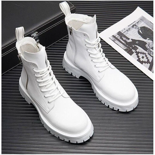 Hombres Botas Punk Prendas para el torso Altas Motocicleta Informales Botines Aumento de Altura Zapatos - Imagen 3 de 12
