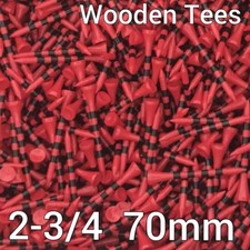 100 pcs Real Wooden Tees New Red Black Golf Natural Long Length Tee 2-3/4" 70mm