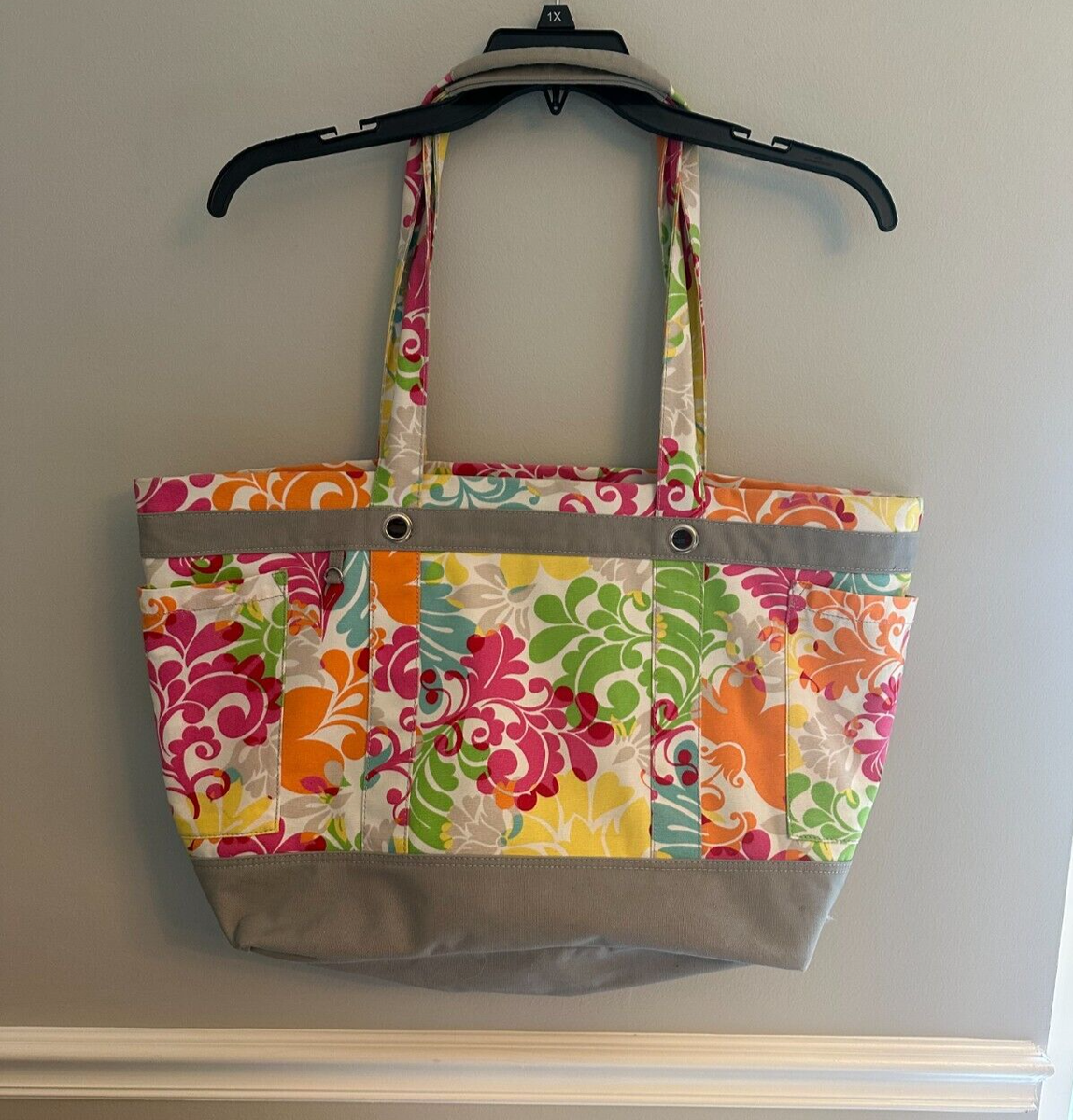 2袋 Thirty-One Weekender Bag Multi Color Canvas Gym, Beach Duffle