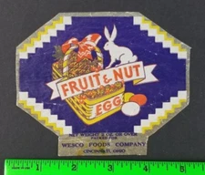 Vintage 1930's Chocolate Fruit & Nut Egg EMPTY Trimmed Candy Wrapper