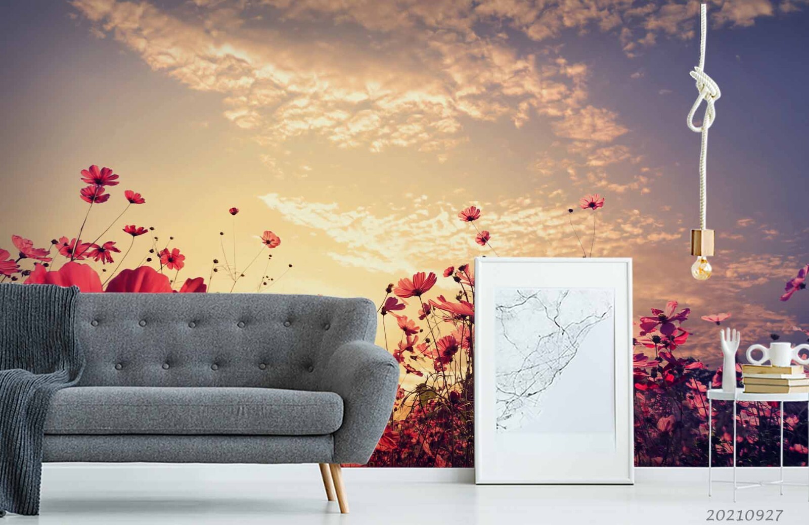 3D Sky Cloud Red Floral Wall Murals Wallpaper Murals Wall Sticker 57