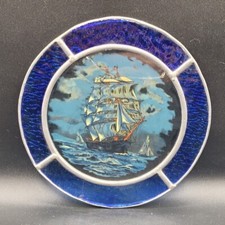 Nautical Ship Stained lead glass art 7.5"