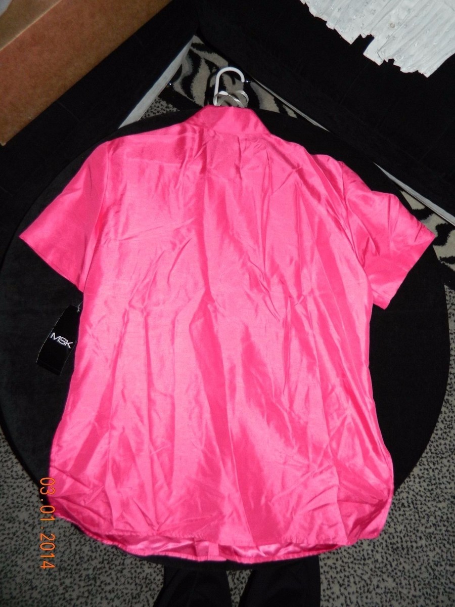 MSK WOMEN SIZE 18 PINK LONG BUTTON UP SHIRT..NWT..ORIG $80 | eBay
