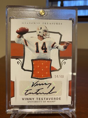 2018 National Treasures Vinny Testaverde College  Patch Auto #14/49 *WOW*