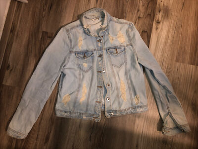 Highway Jeans Distressed Denim Jacket Highway Jeans Women's Size L