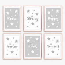 Neutral Grey Nursery Quote Prints Posters Children's Boys Girls Bedroom Pictures