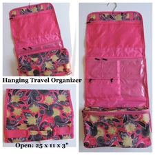 Black or Pink PAISLEY Hanging Makeup Jewelry Toiletry Bag Travel Organizer NEW