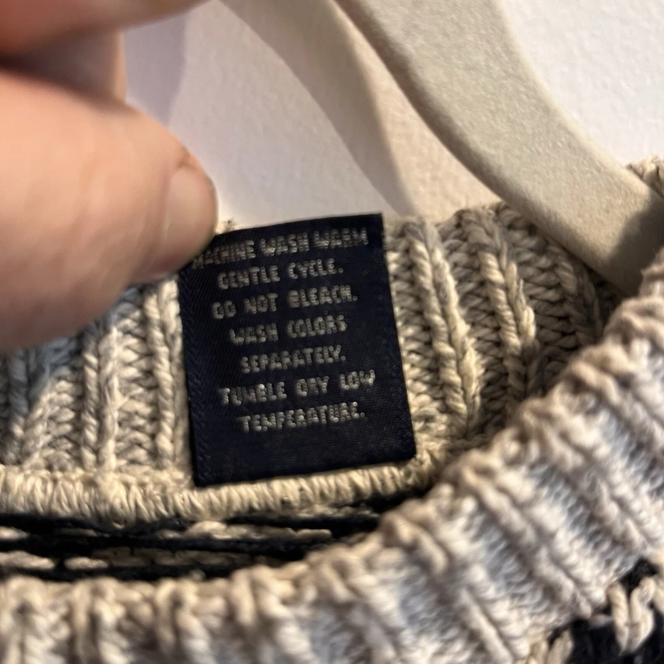 Suéter De Colección Gris Negro Tejido Copo de Nieve Abuelo Para Hombres XL Invierno Algodón *Defecto Foto 4 de 4