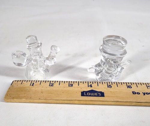 Clear Art Glass Snowman Mini Candle Holder & Mosser Art Glass Figure - Imagen 9 de 11